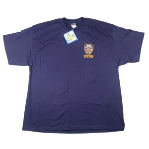 Vintage NYPD Police Department New York City T-Shirt 2XL Blue Embroidered NEW